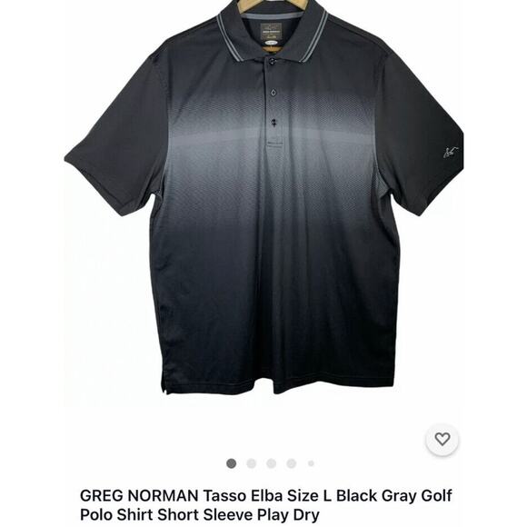 GREG NORMAN Tasso Elba Black Gray Golf Polo Shirt Short Sleeve Play Dry Size XL - Picture 6 of 8